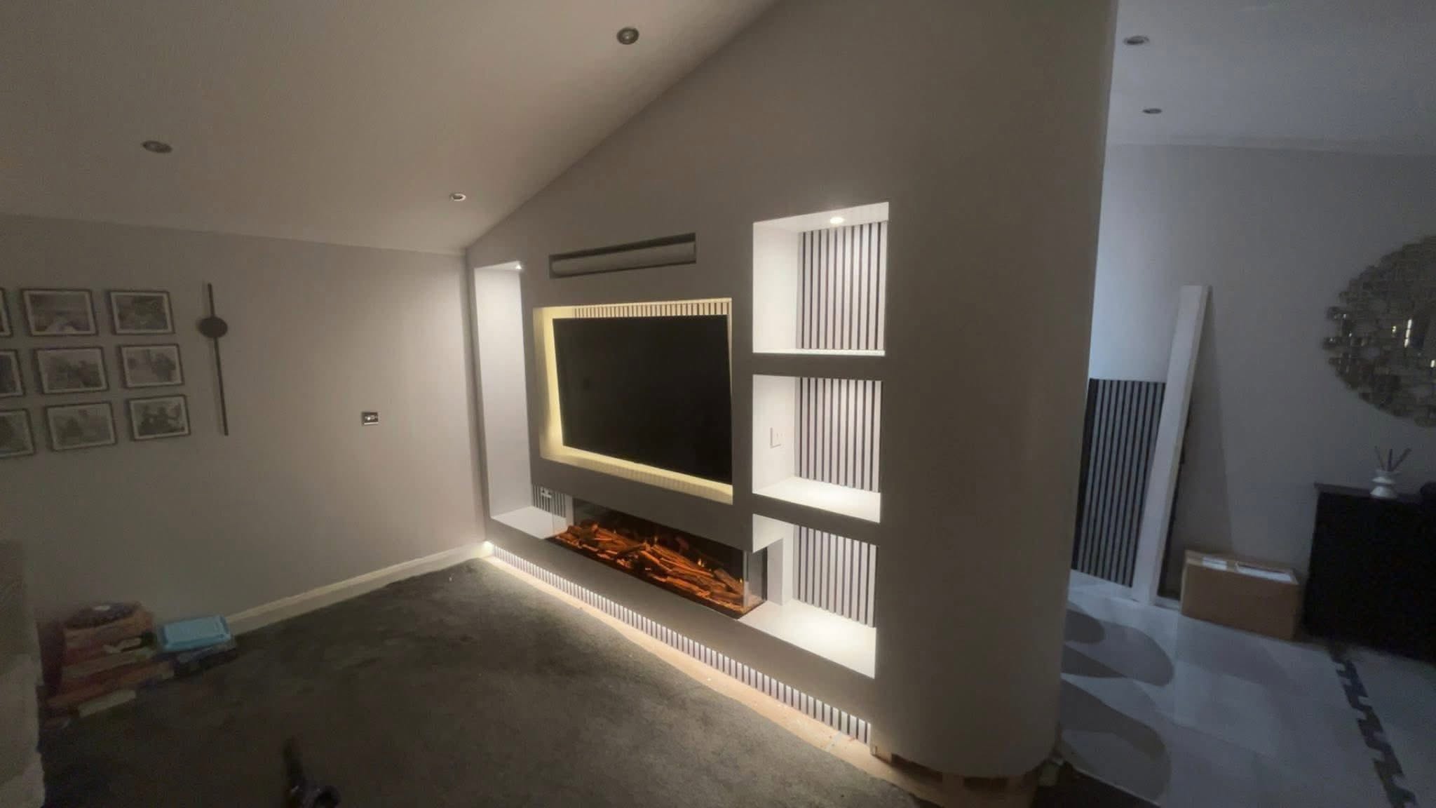 Corner media wall