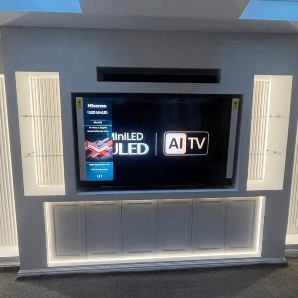 TV fitted inside media wall
